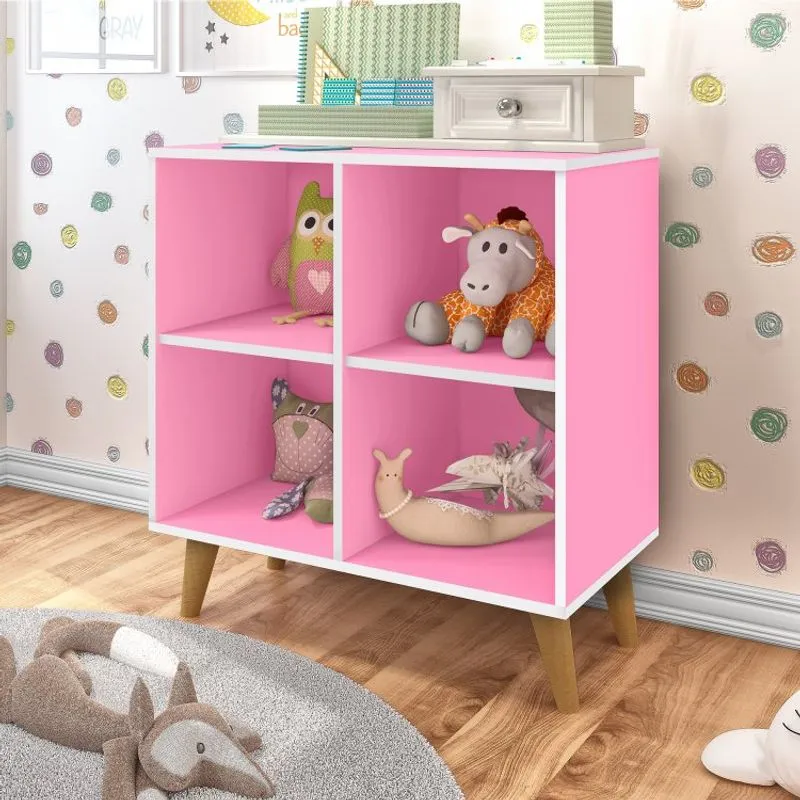 Estante Infantil Organizadora 4 Nichos J&A Móveis Rosa