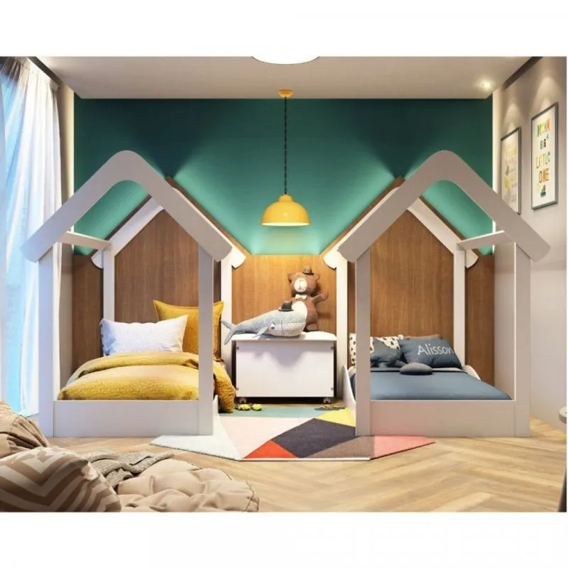 Quarto Gêmeos 2 Minicama Montessoriana Uli e 1 Bau Elo Móveis Peroba Branco