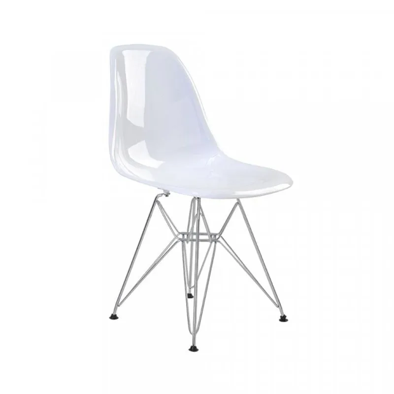 Cadeira sem Braço e com Base Cromada Eiffel Rivatti Móveis Branco