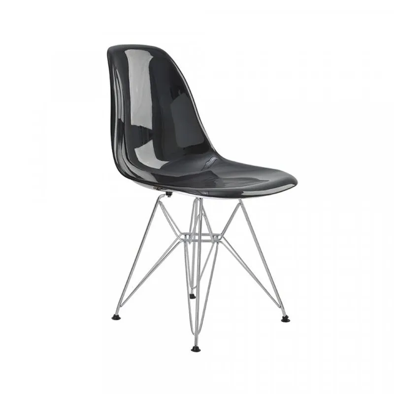 Cadeira sem Braço e com Base Cromada Eiffel Rivatti Móveis Preto