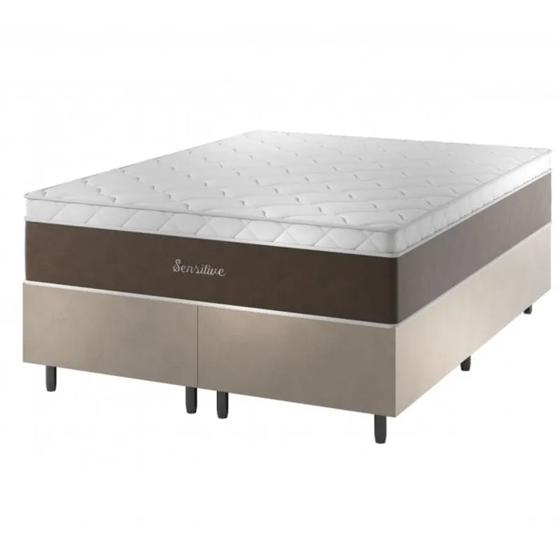 Cama Box Queen 74cmx158cmx198cm Molas Ensacadas Magnético Massageador Sensitive Viero Marrom