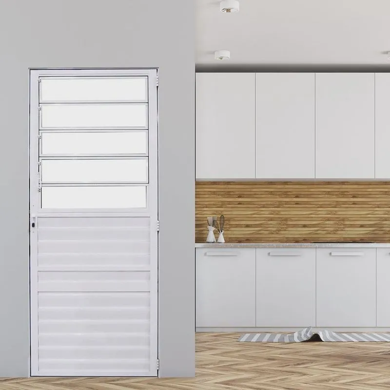 Porta de Alumínio Basculante 210x86cm Fortline Atlântica Branco