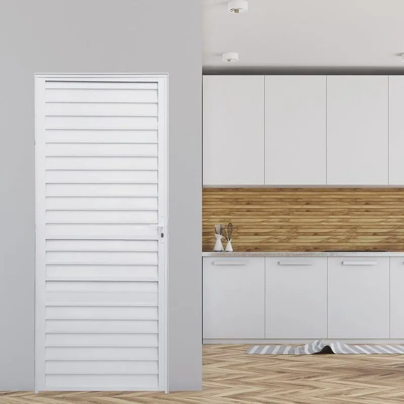 Porta de Alumínio Palheta 210x76cm Fortline Atlântica Branco