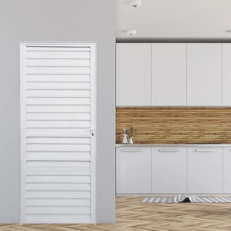 Porta de Alumínio Palheta 210x66cm Fortline Atlântica Branco