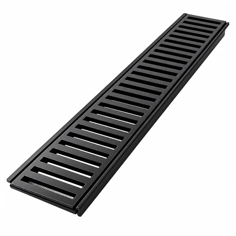Conjunto De Grelha E Porta-grelha De Alumínio Preto 10 X 50 Centímetros Lgmais Lgmais
