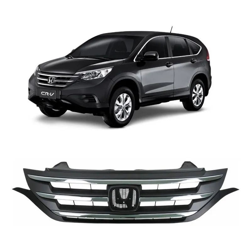 Grade frontal honda crv 2012 2013 2014 com frisos cromados Brilhante
