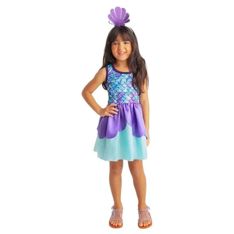 Fantasia Infantil Sereia Colorida Vestido Tamanho P