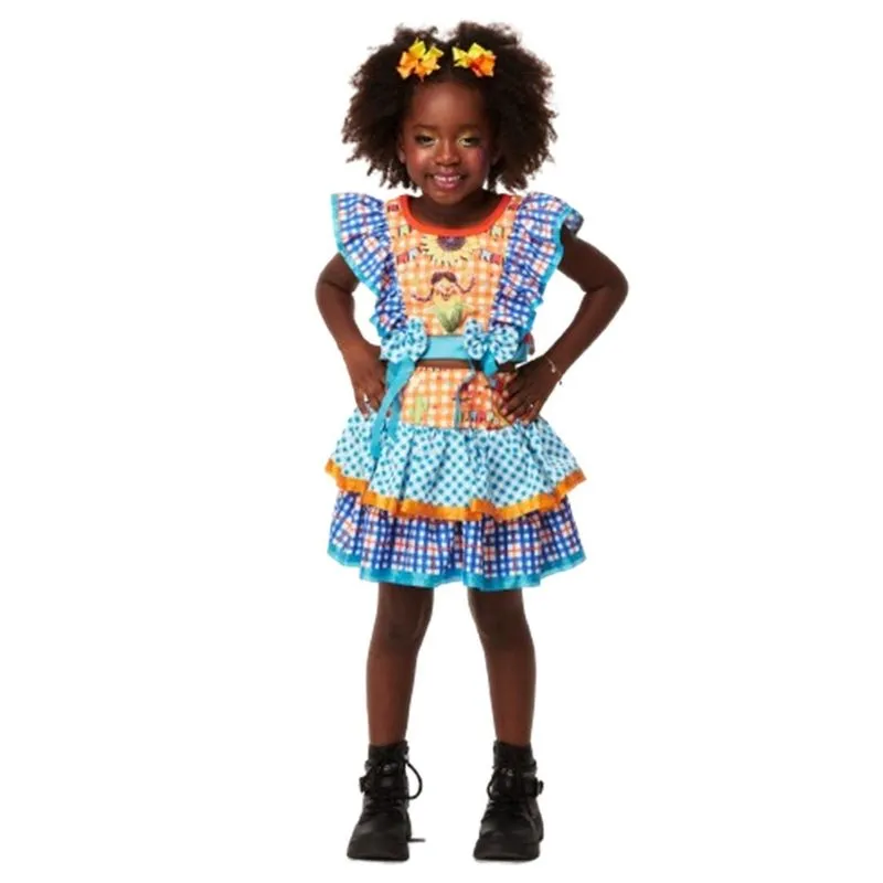 Saia Xadrez Junina Infantil Conjunto Camisa Saia c/ Camadas