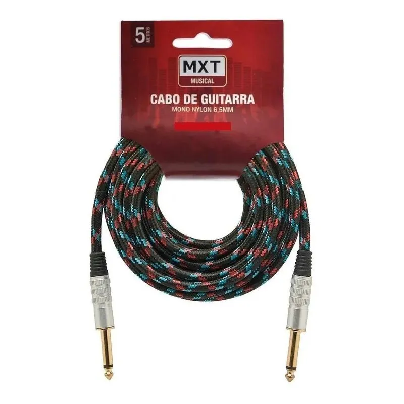 3x Cabo Para Guitarra Violão 5m Metros Blindado P10 P10 Têxt