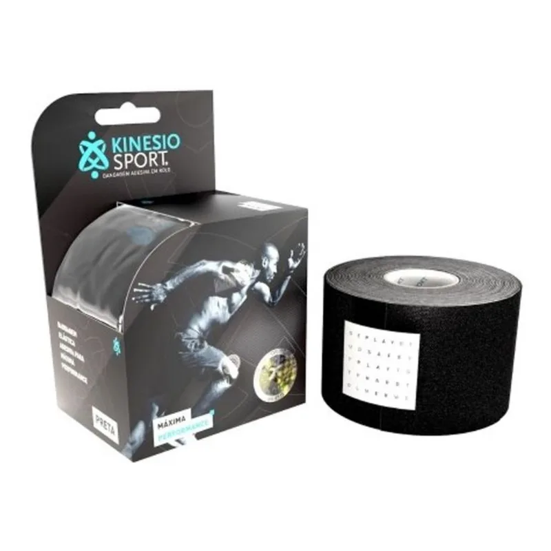 Bandagem Elastica Adesiva KinesioSport 5cm X 6M Preta