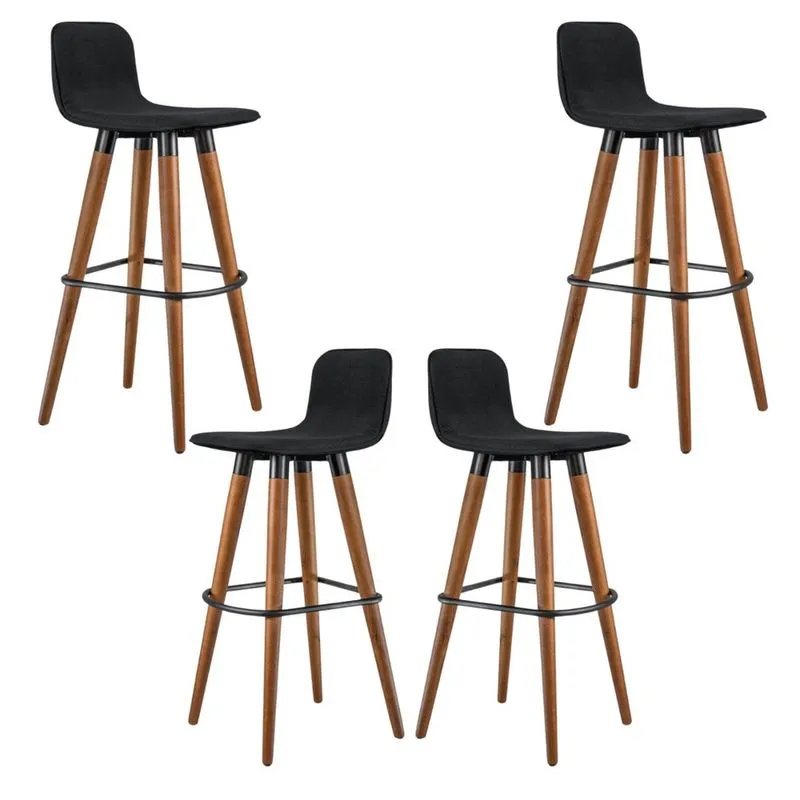 Kit 4 Banquetas Alta para Balcão Bancada área Gourmet Cozinha Tecido Preto