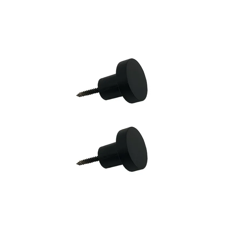 2 Ganchos De Parede Pendurador Redondo Em Madeira 3cm -preto