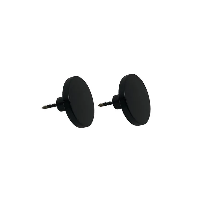 2 Ganchos De Parede Pendurador Redondo Madeira 6,5cm - Preto