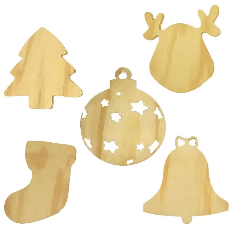 Kit 5 Tábuas De Natal Em Pinus Para Mesa Posta - Ornamentos