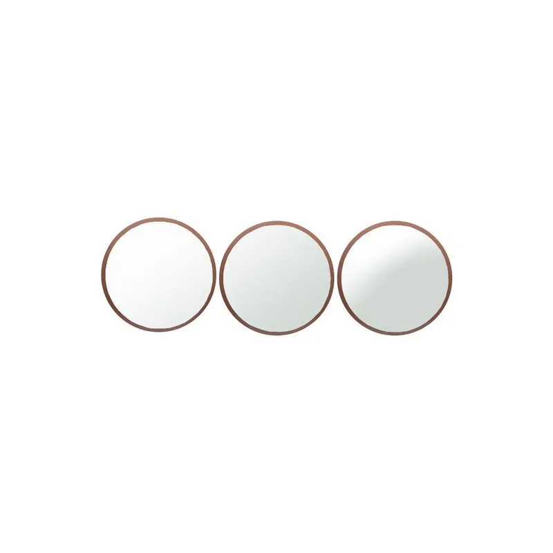 Kit 3 Espelhos Redondos Estilo Minimalista 33cm - Rosê Gold