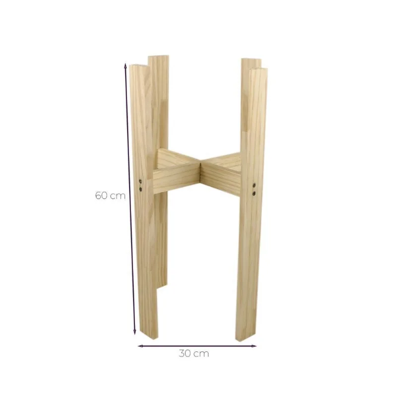 Suporte De Madeira Pinus Para Vasos De Plantas - 30x60