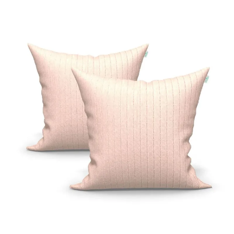 Capa de Almofada Grande Bege Lisa 2 Unidades 60cm x 60cm Tecido Jacquard