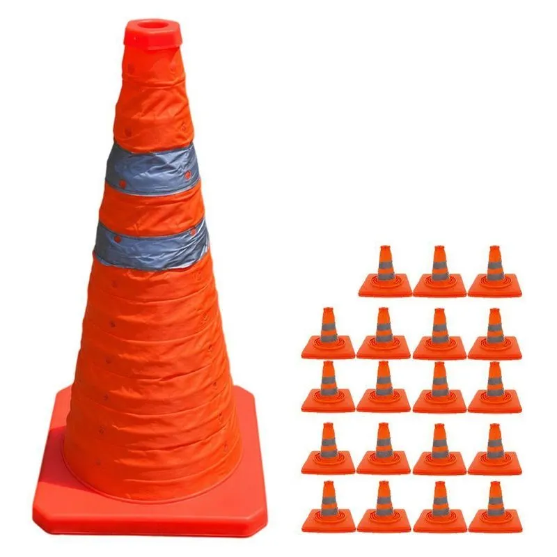 Kit 19 Cones Retráteis Su-cone3-1 50cm Refletivo Portátil Laranja Economia Solar