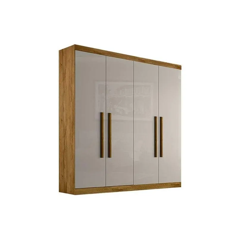 Guarda Roupa Solteiro 4 Portas E 3 Gavetas Genova Rovere Off White Bianchi