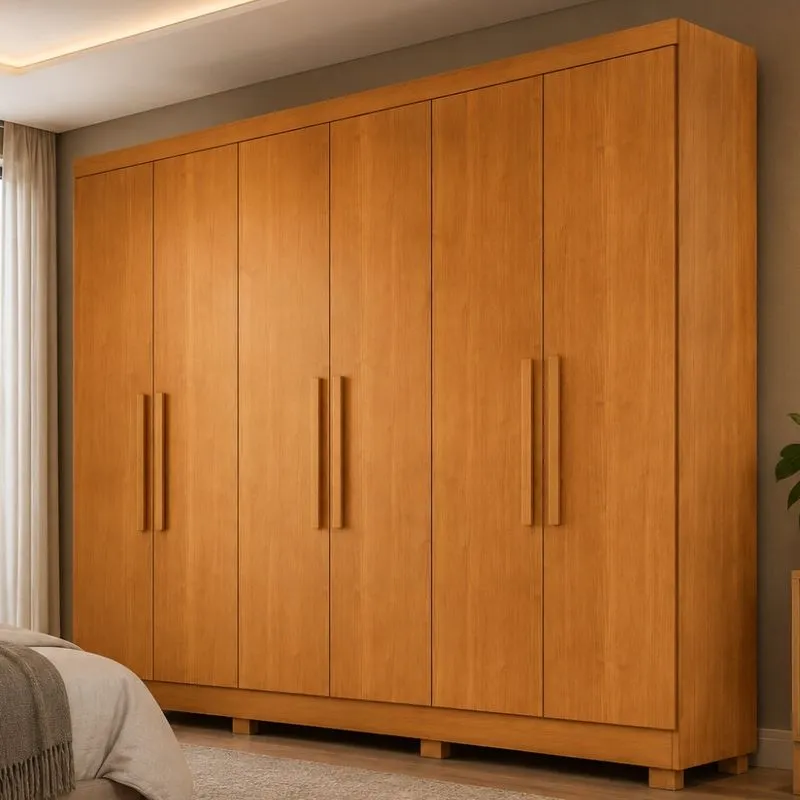 Guarda Roupa Casal 6 Portas com Pés em MDF Sergipe Bianchi