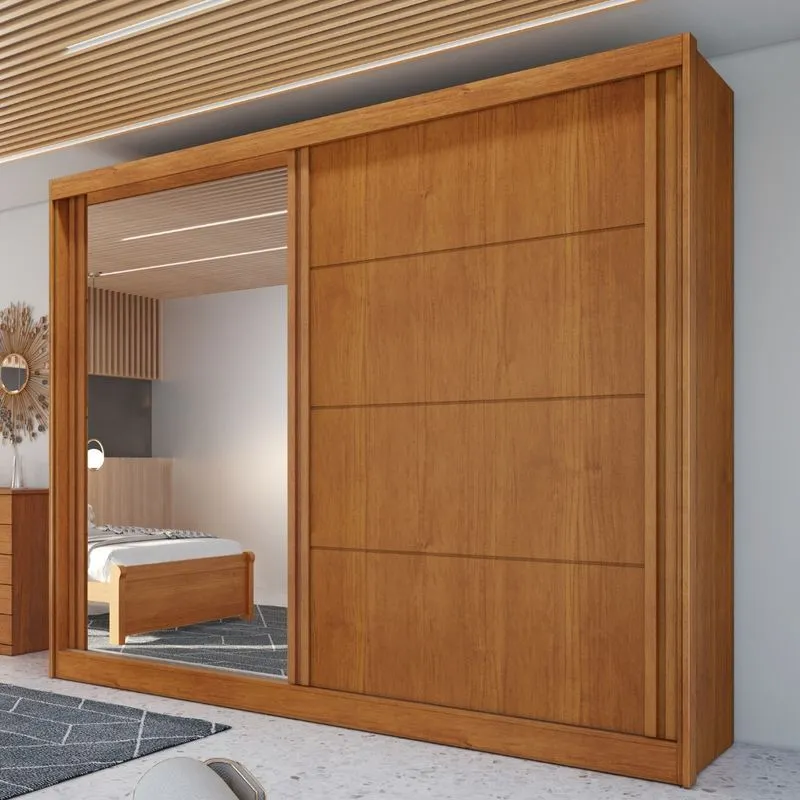 Guarda Roupa Casal com Espelho 2 Portas em MDF Viena Bianchi