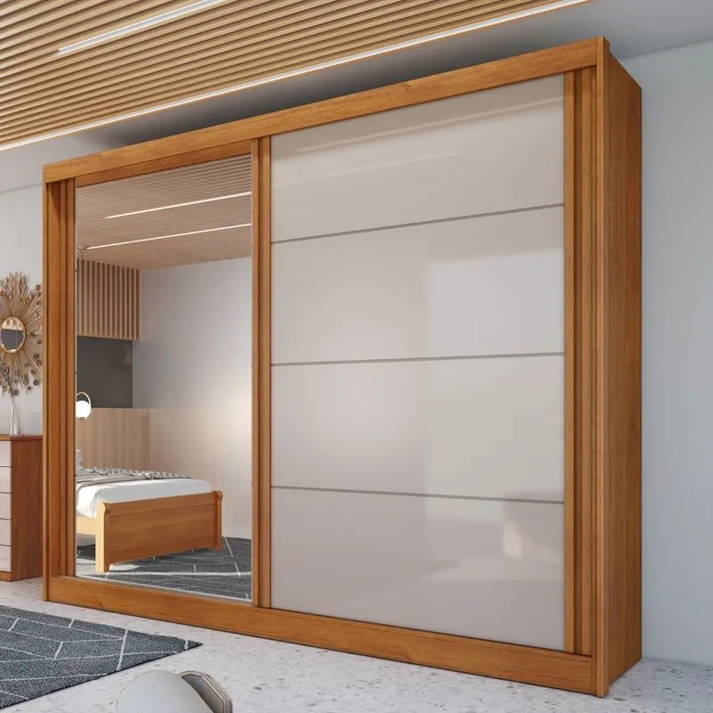 Guarda Roupa Casal com Espelho 2 Portas em MDF Viena Bianchi