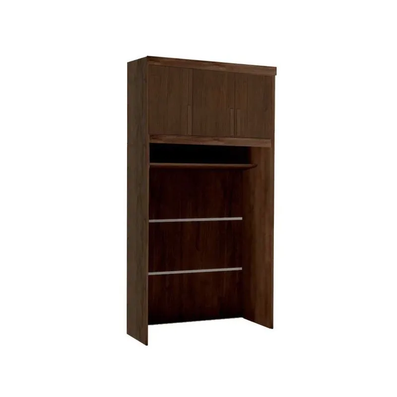 Modulado de Quarto Armário Ponte Aéreo Solteiro Criative c/ 3 Portas Avelã - Bianchi
