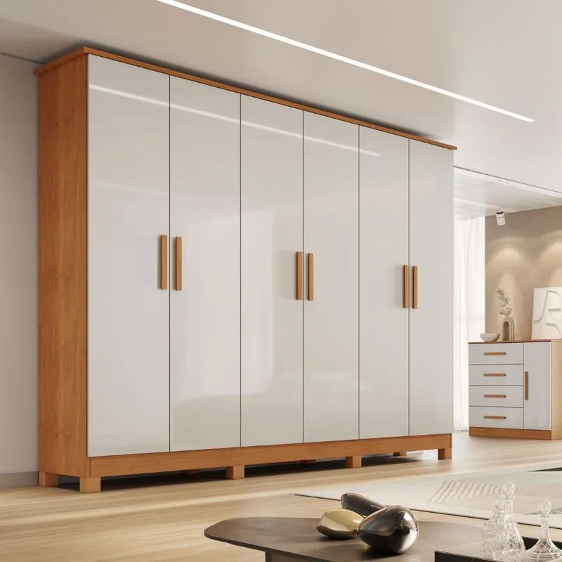 Guarda Roupa Casal 6 Portas com Pés em MDF Nina Bianchi