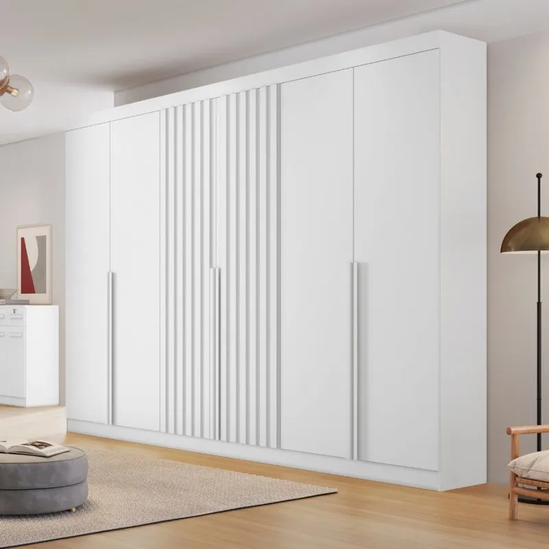 Guarda Roupa Casal Ripado 6 Portas em MDF Siena Bianchi