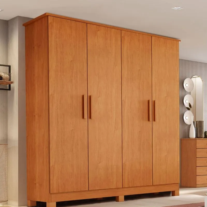 Guarda Roupa Solteiro 4 Portas com Pés em MDF Nina Bianchi