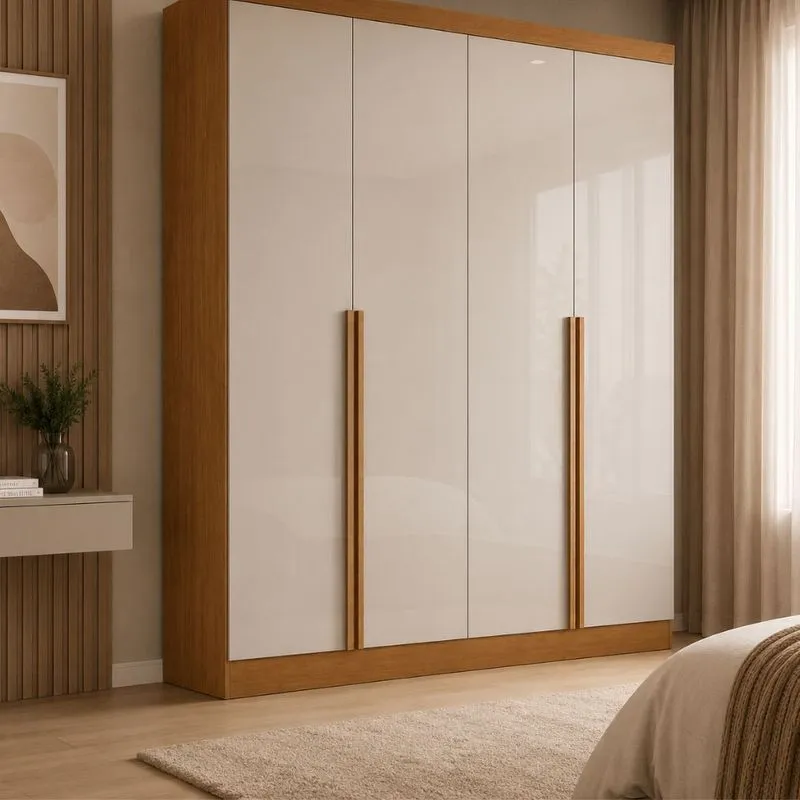 Guarda Roupa Casal 4 Portas Em MDF Alvorada Bianchi