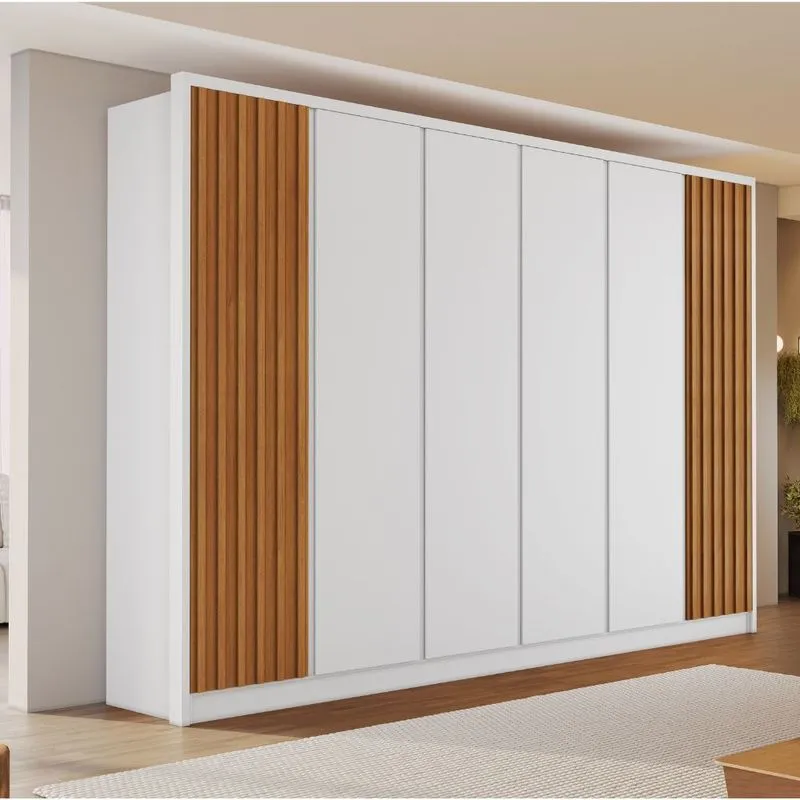 Guarda Roupa Casal Ripado 6 Portas Em MDF Zurich Bianchi