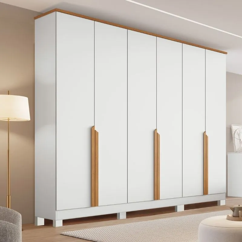 Guarda Roupa Casal 6 Portas com Pés em MDF Bianca Bianchi