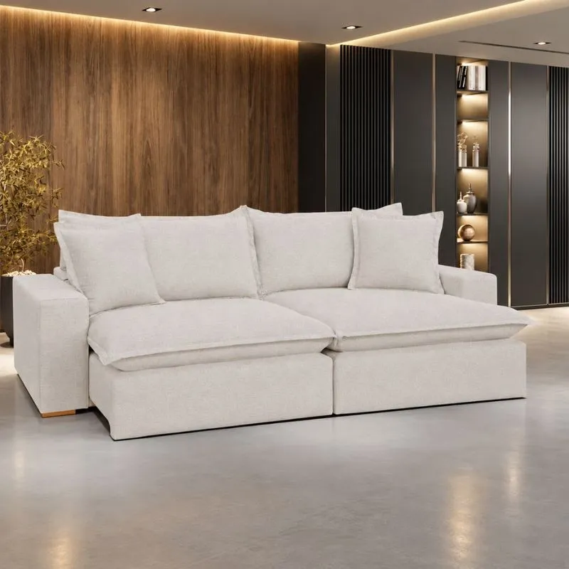 Sofá 4 Lugares Retrátil Reclinável 250cm Boucle Napole Bianchi