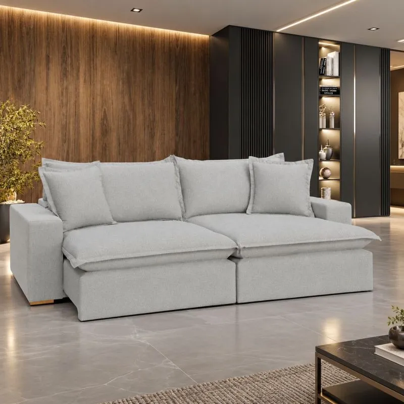 Sofá 4 Lugares Retrátil Reclinável 250cm Boucle Napole Bianchi
