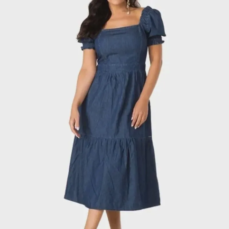 Vestido Feminino Jeans com Mangas Princesa 3143 - Cris Jeans
