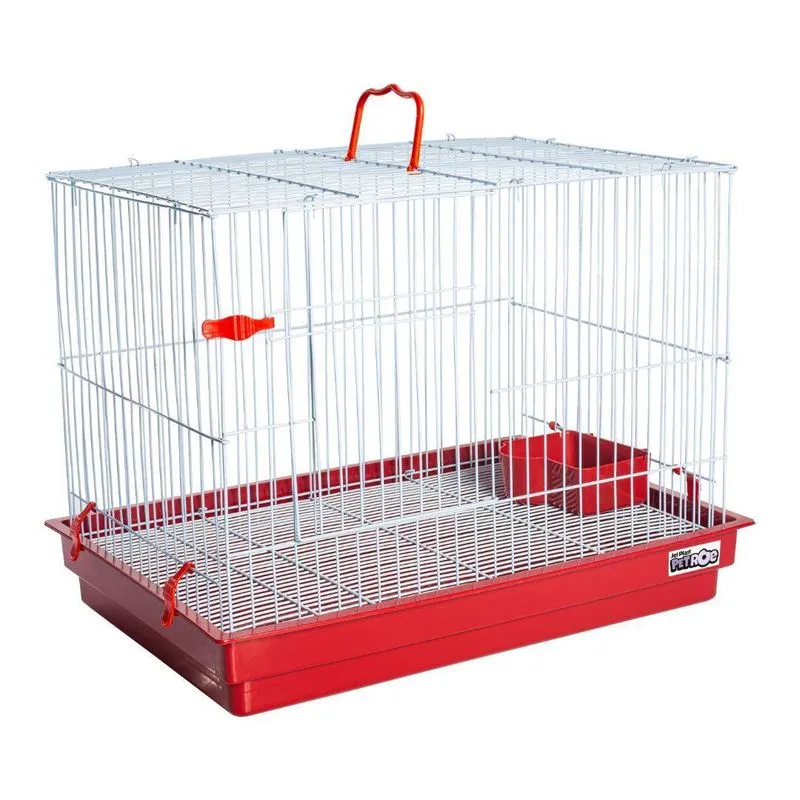 Gaiola Para Coelho Teto Reto Vermelha