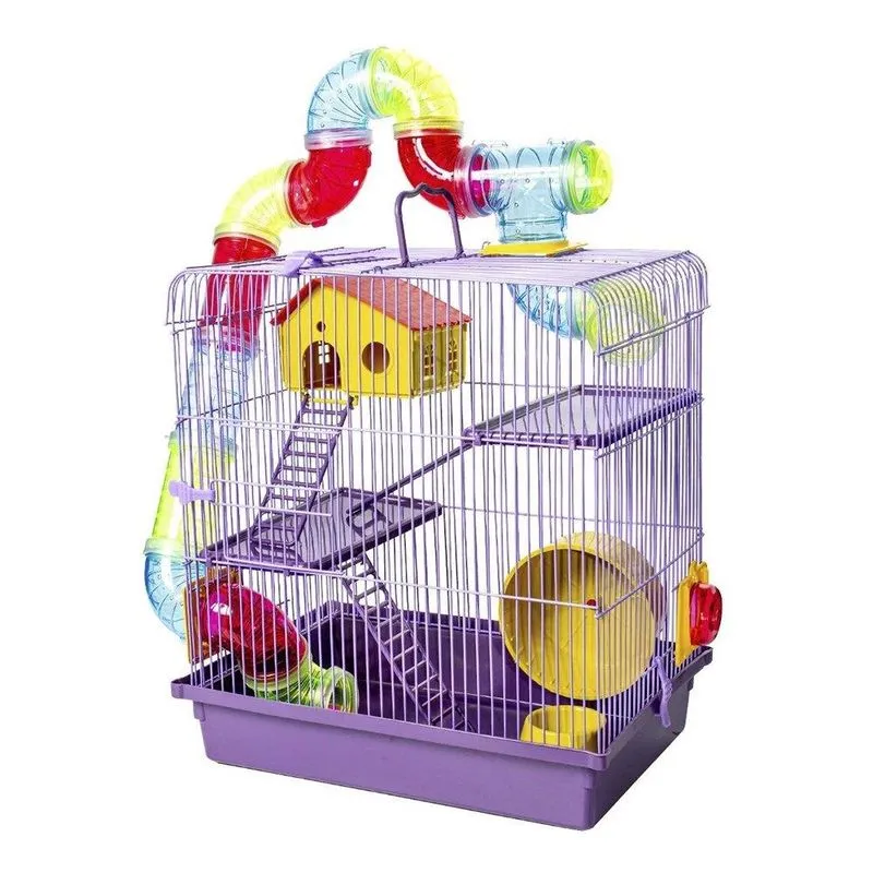 Gaiola Para Hamster Jel Plast Super Tubo Luxo - 3 Andares Lilás