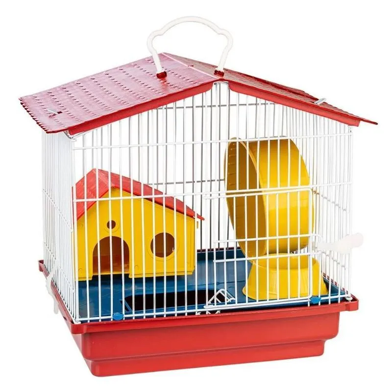 Gaiola Hamster 1 Andar Completa Teto Plástico Cor Vermelho