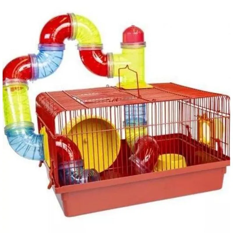 Gaiola Hamster Tubo Luxo Vermelho Jel Plast