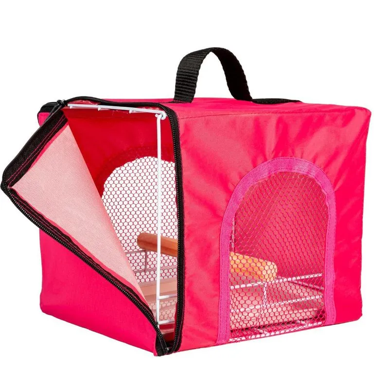 Bolsa Caixa Transporte Aves Calopsita Periquito Pássaro Rosa