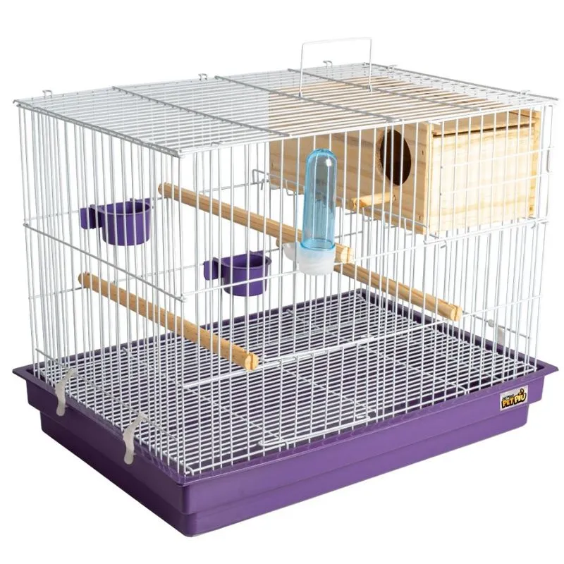 Gaiola Criadeira Para Aves Calopsita Com Ninho Mdf Cor Branco E Lilás Jel Plast Pet Piu