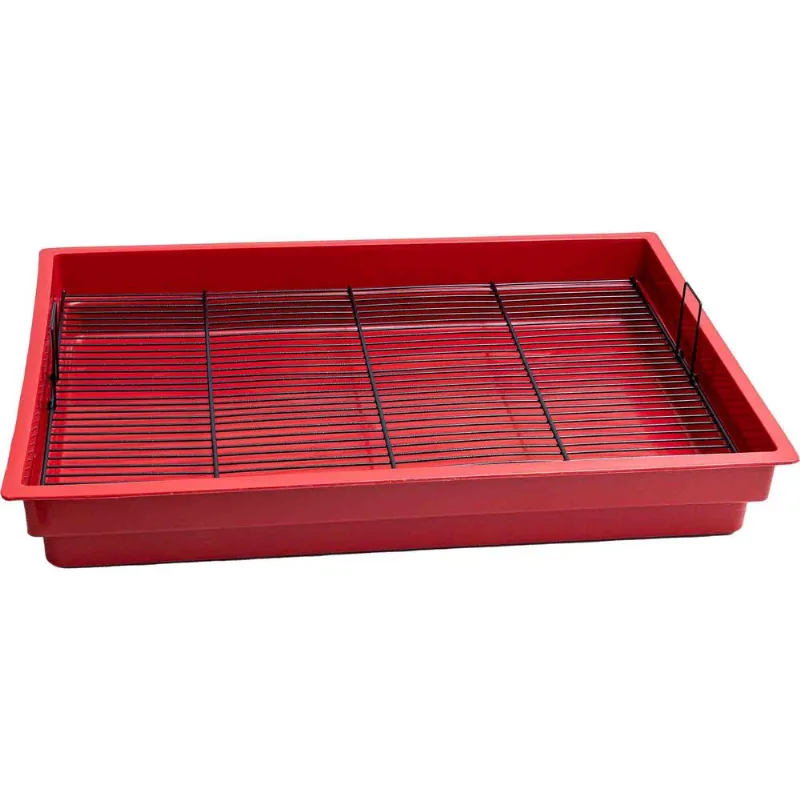 Banheiro Para Coelhos Bandeja Com Grade Grande - Vermelho