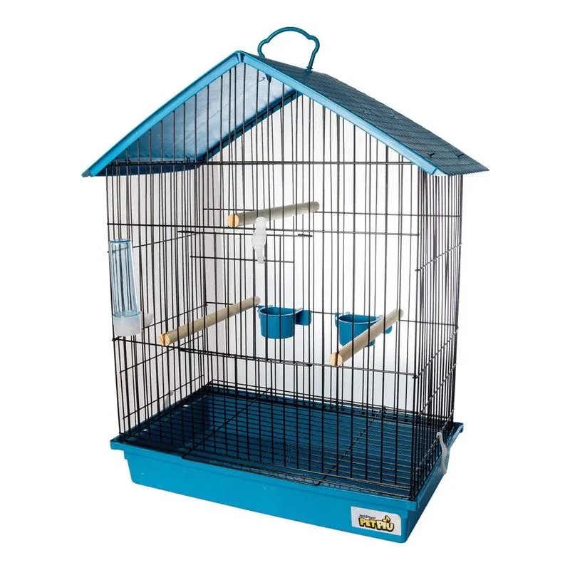 Gaiola Para Calopsita Teto Plástico Black/azul Pet Piu Jel Plast
