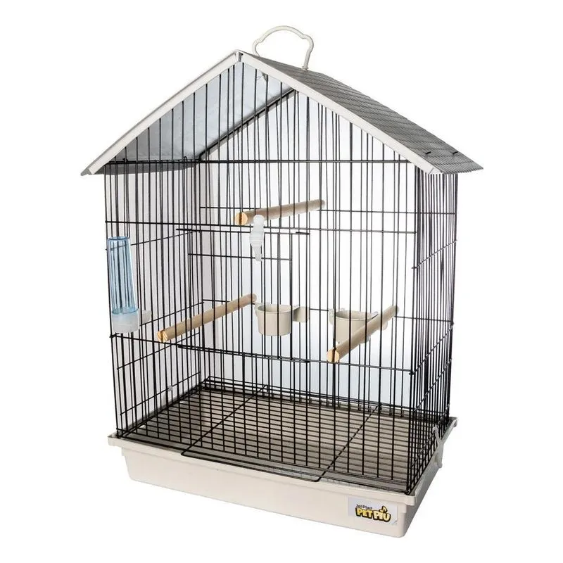 Gaiola Calopsita Teto Plástico Black/branco Pet Piu Jel