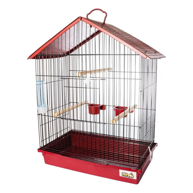 Gaiola Calopsita Teto Plástico Black/vermelha Pet Piu Jel Plast
