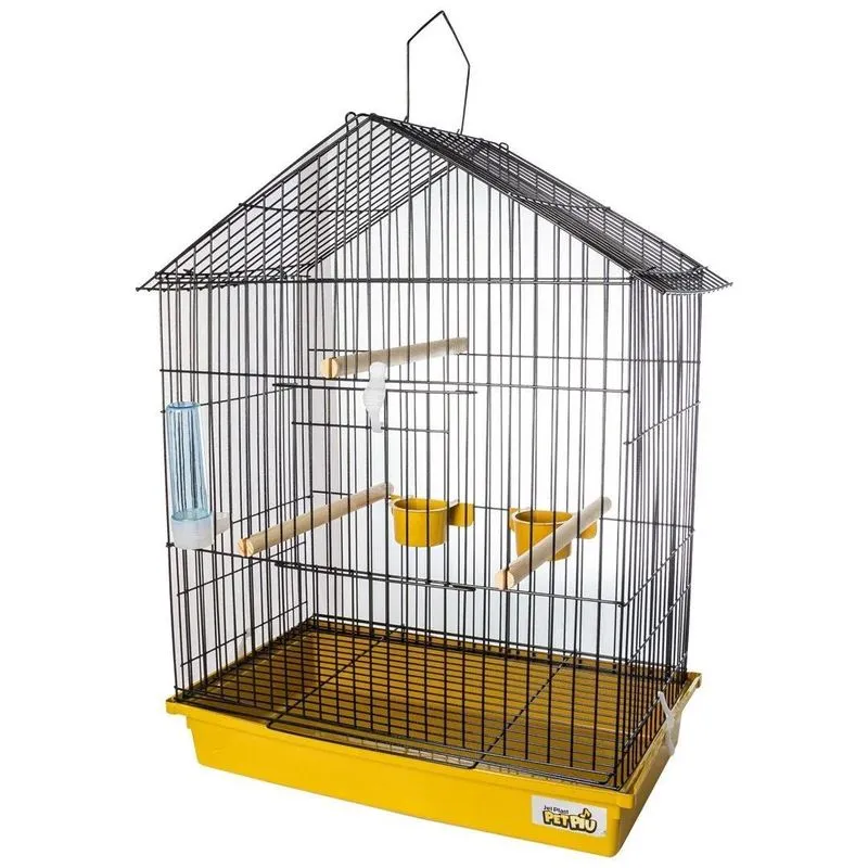 Gaiola Calopsita Teto Aramado Black/amarelo Pet Piu Jel
