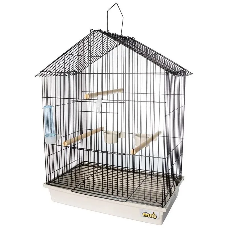 Gaiola Calopsita Teto Aramado Black/branco Pet Piu Jel Plast