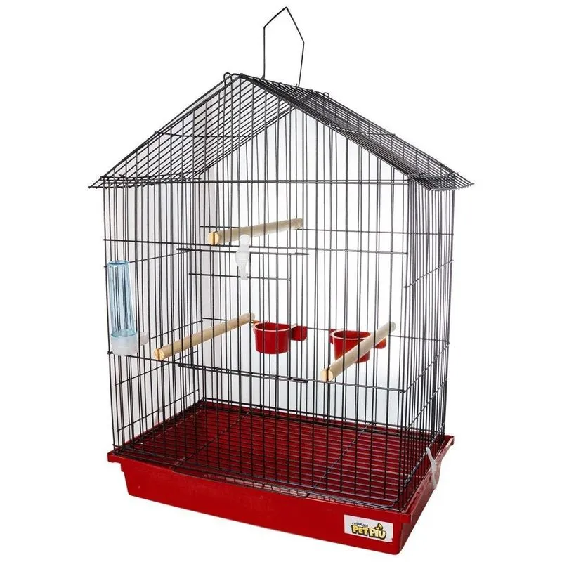 Gaiola Calopsita Teto Aramado Black/vermelho Pet Piu Jel