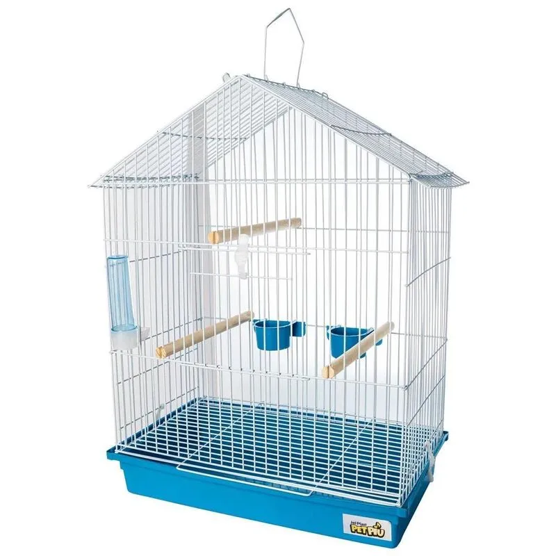 Gaiola Para Calopsita Teto Aramado Azul Pet Piu Jel Plast